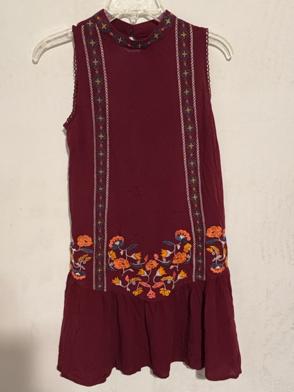 Beautiful Handmade  Embroidered Floral Mini Dress 🌺🌷